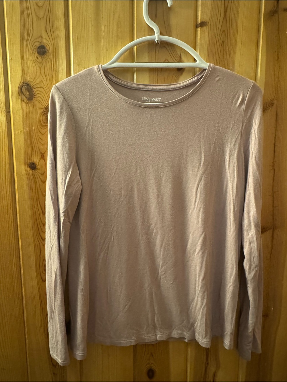 Nine West Long-Sleeve Crewneck Shirt - Dusty Lilac